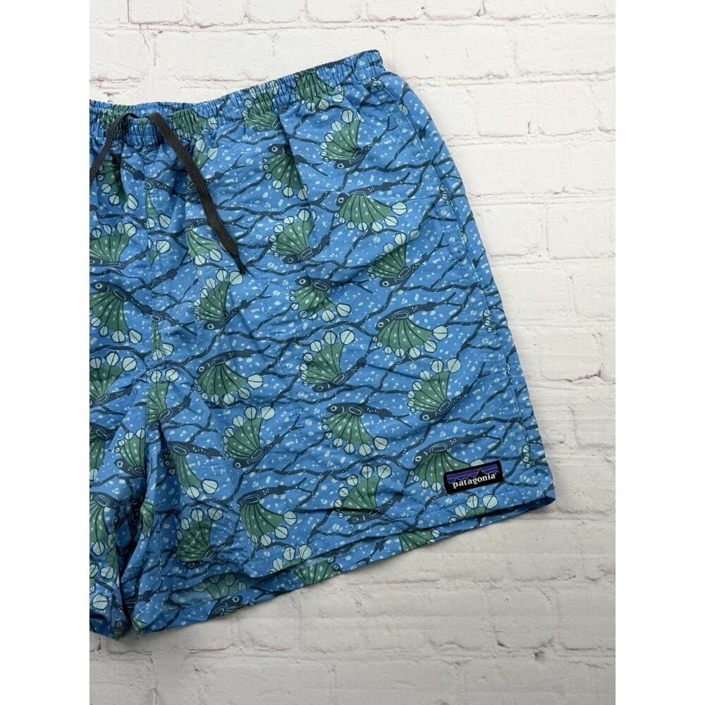 Patagonia Swim Trunks Shorts Men’s Blue Fish Y2K Print Mesh Lined XL